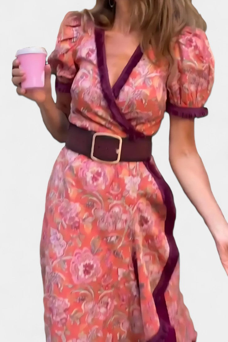 Louisa Vestido Asimétrico de Manga Abullonada