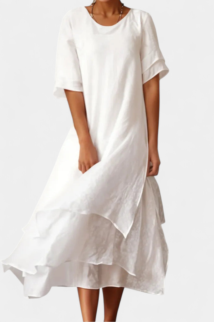 Eloise Vestido de Algodón en Capas Elegante