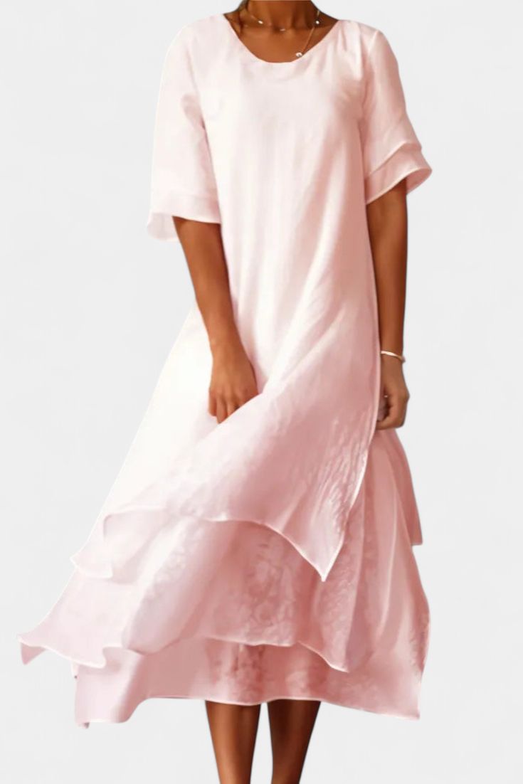 Eloise Vestido de Algodón en Capas Elegante