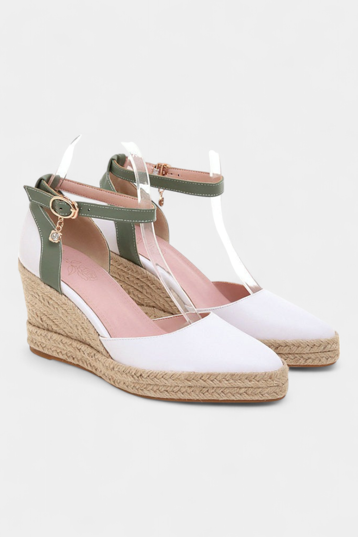 Dominga Sandalias de Cuña Estilo Espadrille con Tiras de Yute al Tobillo
