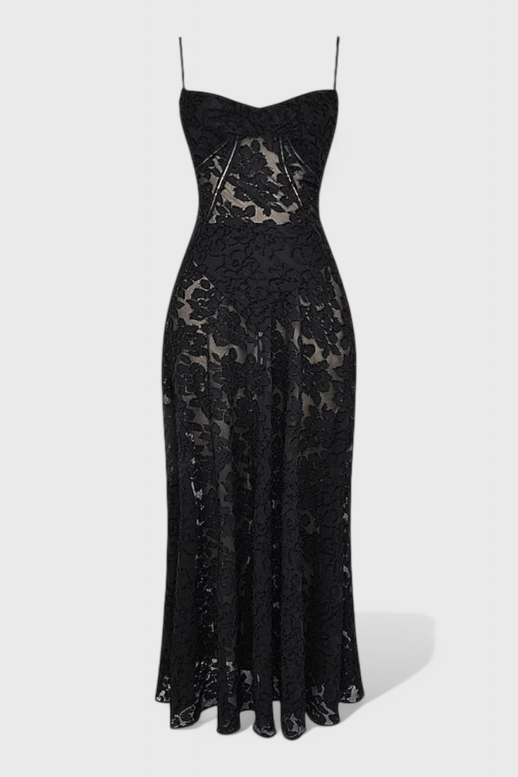 Mabel Vestido de Lentejuelas y Encaje Vintage