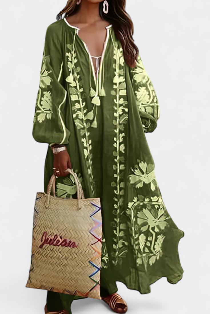 Alessia Vestido Floral de Manga Larga y Estilo Bohemio