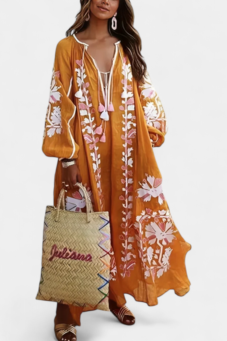 Alessia Vestido Floral de Manga Larga y Estilo Bohemio