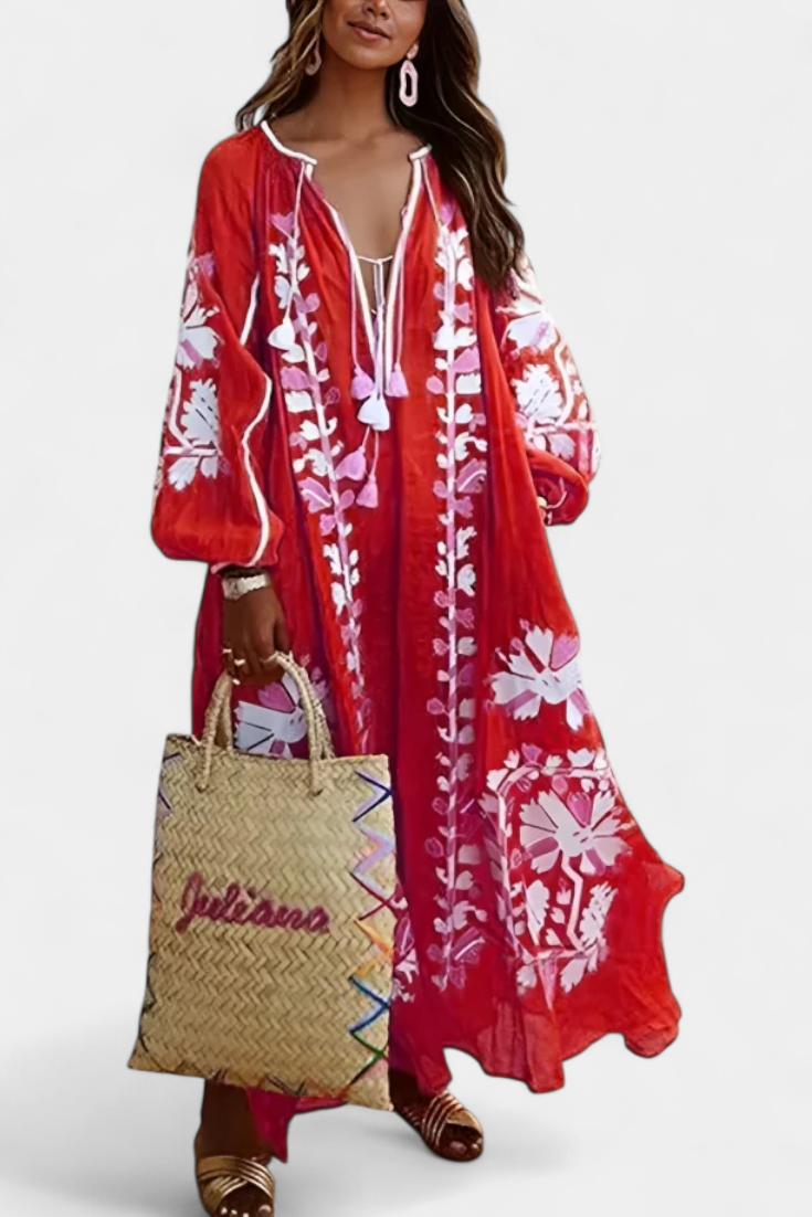 Alessia Vestido Floral de Manga Larga y Estilo Bohemio