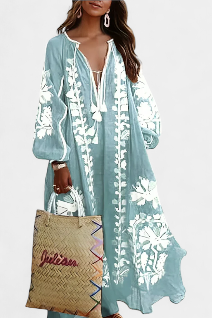 Alessia Vestido Floral de Manga Larga y Estilo Bohemio