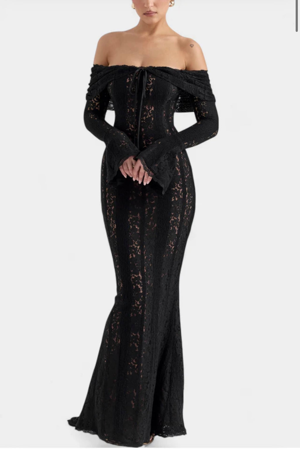 Rosalie Vestido Maxi Off-Shoulder de Encaje