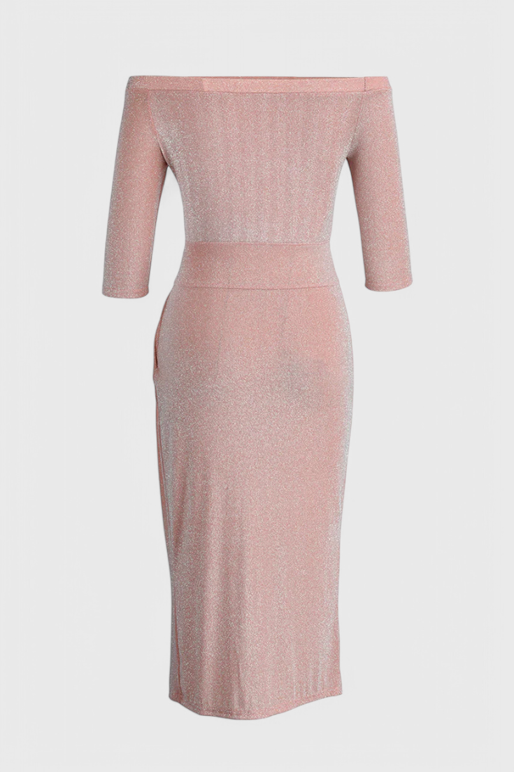 Alexa Vestido Maxi con Hombros Descubiertos y Abertura Sutil