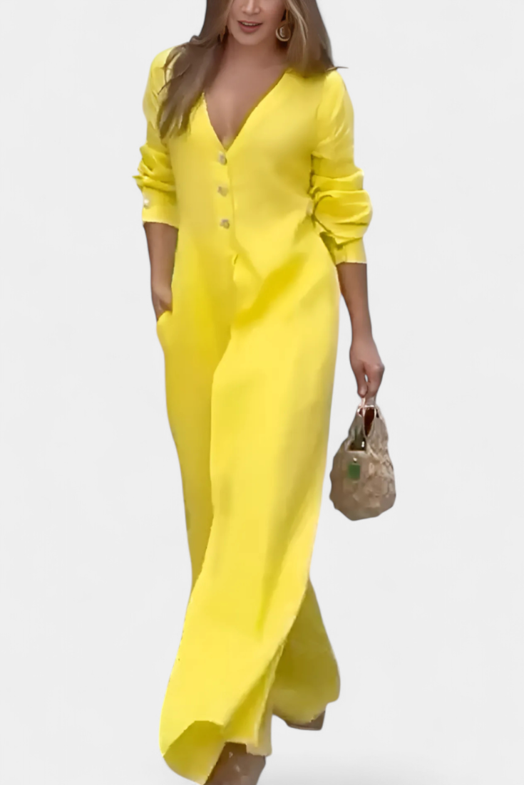 Whitney Mono Largo con Escote en V y Abertura Frontal