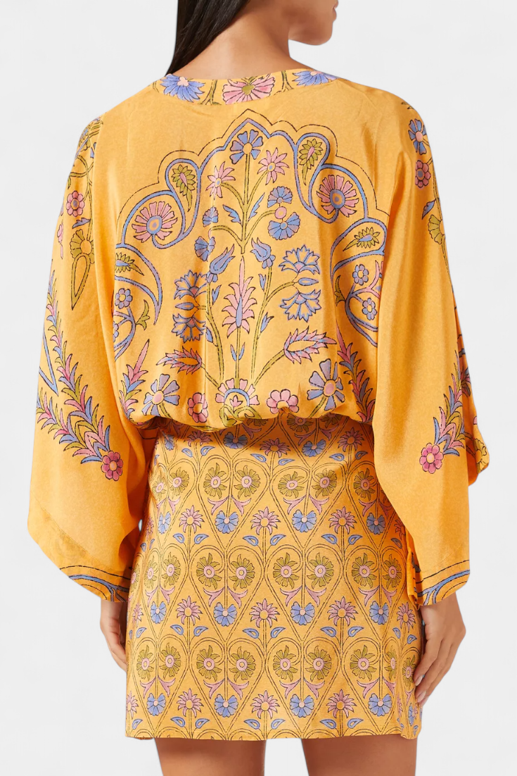 Candela Vestido Boho con Estampado Floral y Escote en V Cruzado