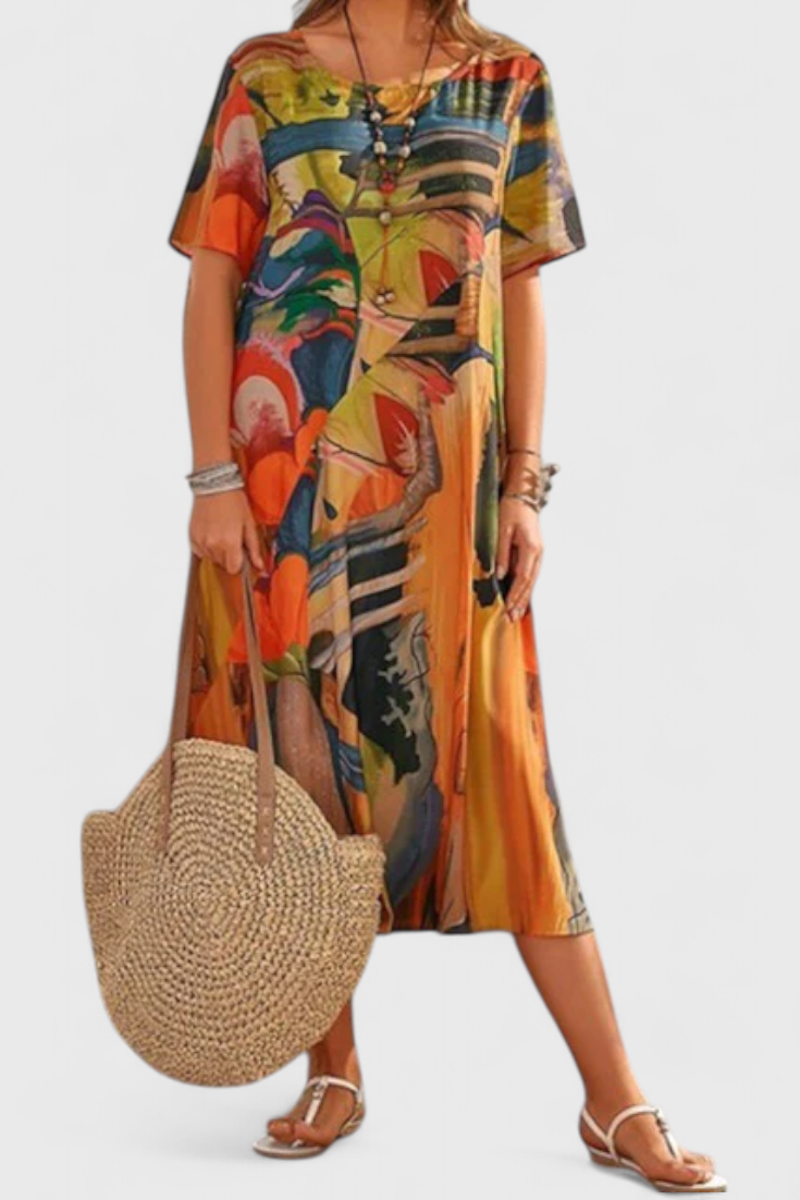 Lidia Vestido Transpirable con Estampado Moderno