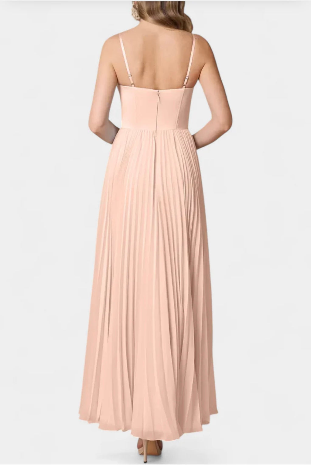 Ottilie Vestido de Chiffon Plisado con Corsé Esculpido y Escote Corazón