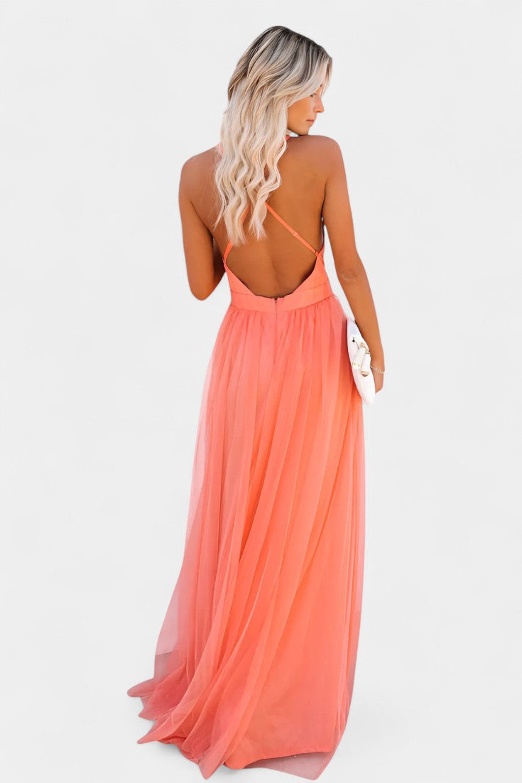 Gergana Vestido Maxi de Tul Sin Mangas