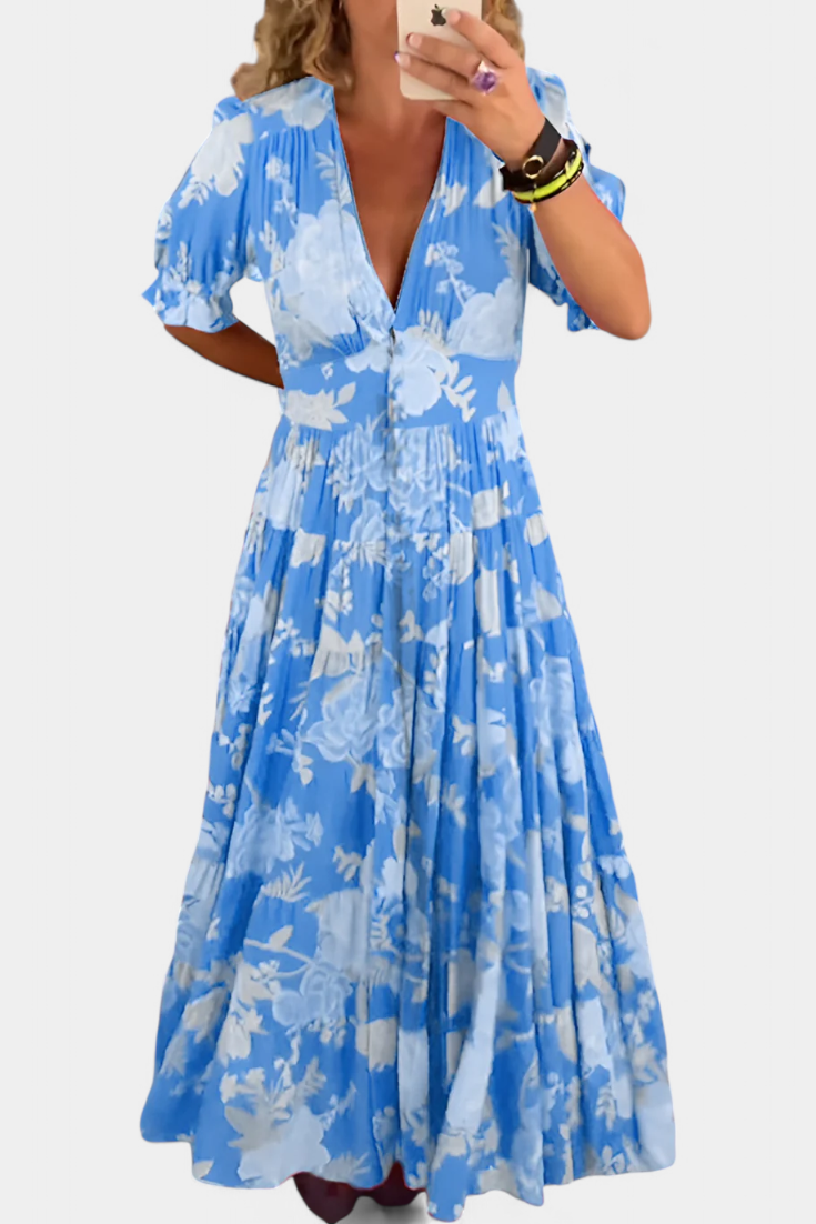 Lina Vestido Floral con Escote en V