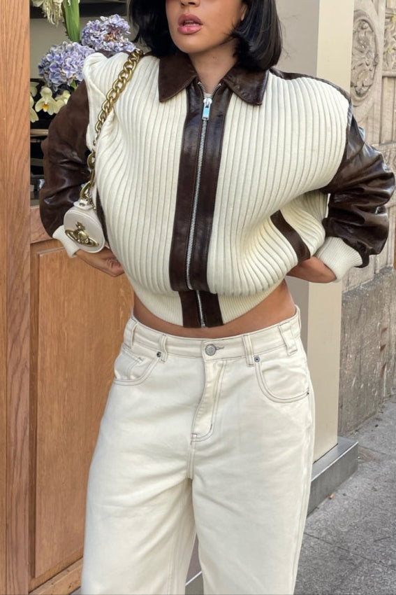 Chaqueta de Punto con Bloques de Color