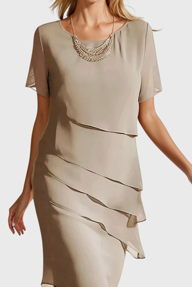 Mia Vestido de Gasa y Algodón con Flecos