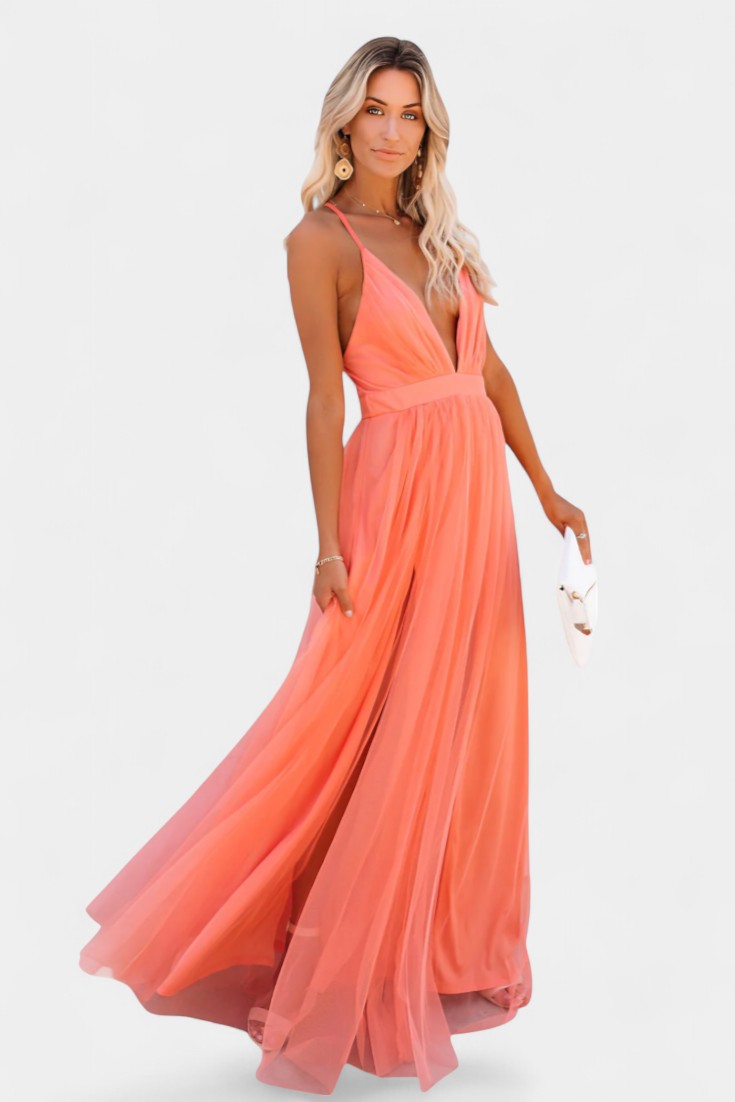 Gergana Vestido Maxi de Tul Sin Mangas