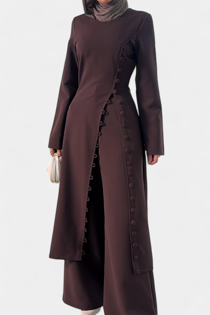 Melissa Conjunto Casual Suave de Blusa con Botones y Pantalones Largos