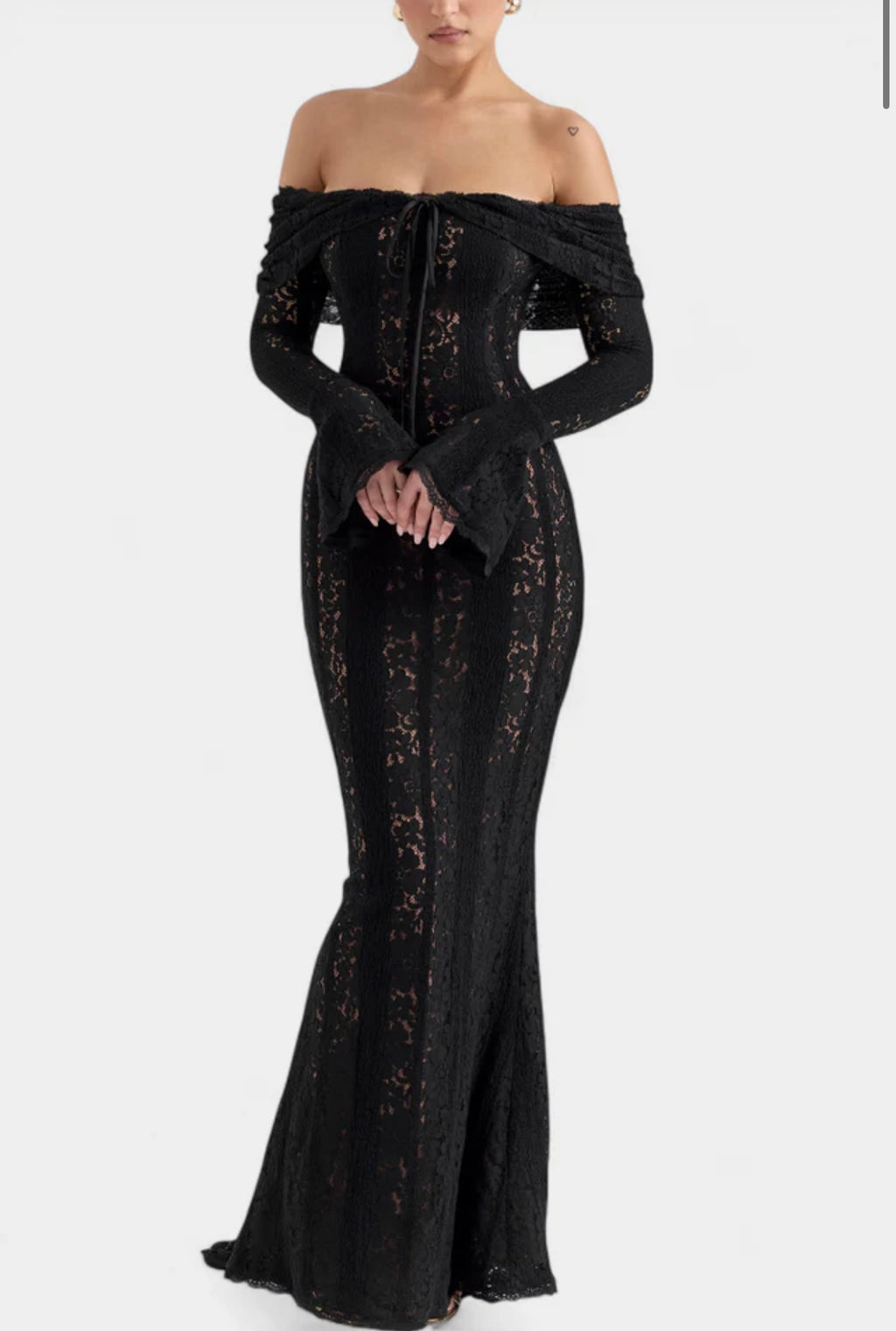 Rosalie Vestido Maxi Off-Shoulder de Encaje