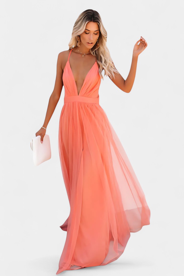 Gergana Vestido Maxi de Tul Sin Mangas