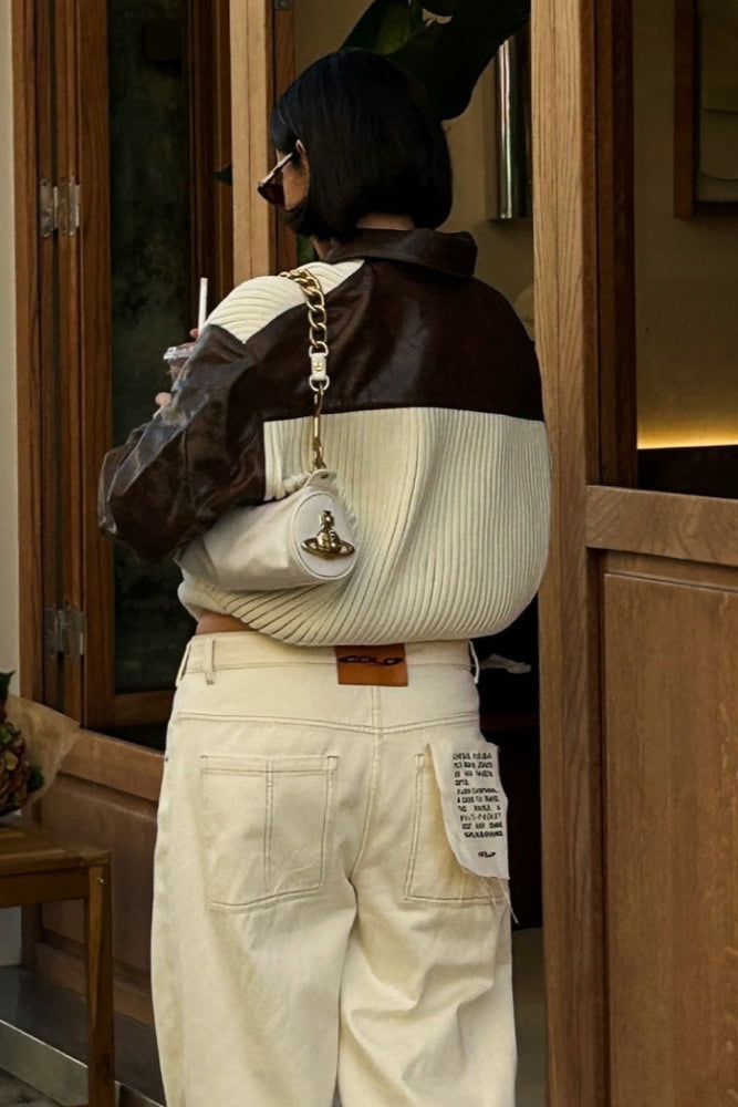 Chaqueta de Punto con Bloques de Color