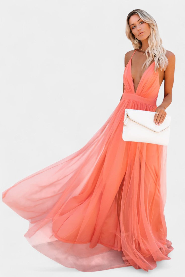 Gergana Vestido Maxi de Tul Sin Mangas