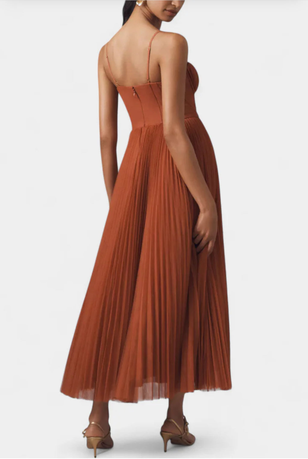 Ottilie Vestido de Chiffon Plisado con Corsé Esculpido y Escote Corazón