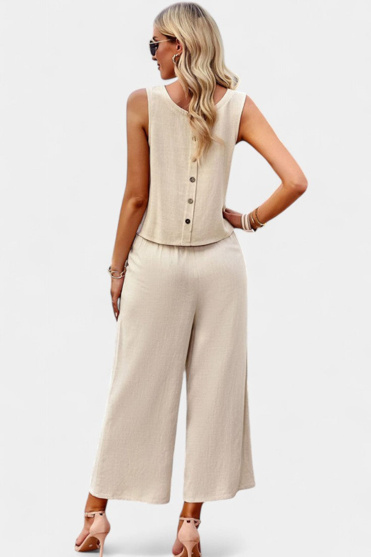 Lavinia Conjunto Boho de Top y Shorts en Lino y Algodón