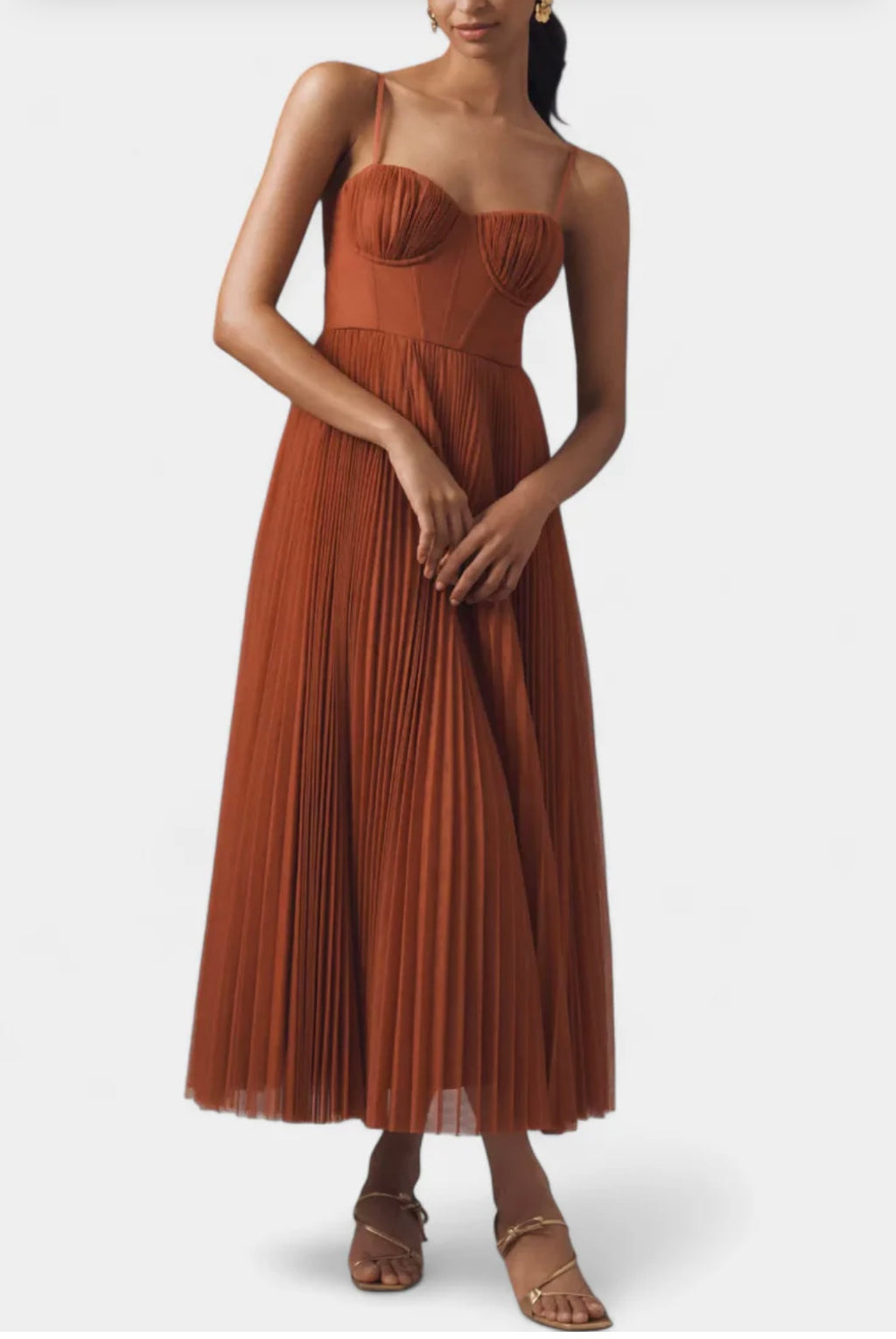 Ottilie Vestido de Chiffon Plisado con Corsé Esculpido y Escote Corazón