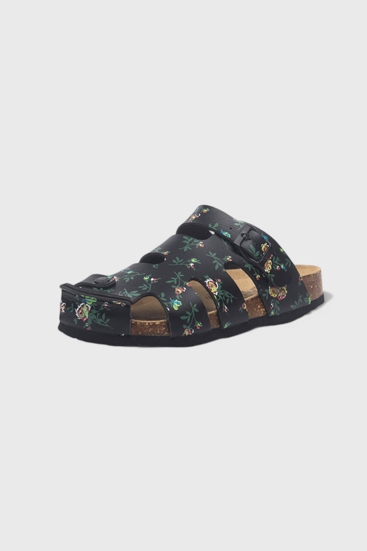 Neya Zuecos de Corcho con Hebilla y Plantilla Acolchada