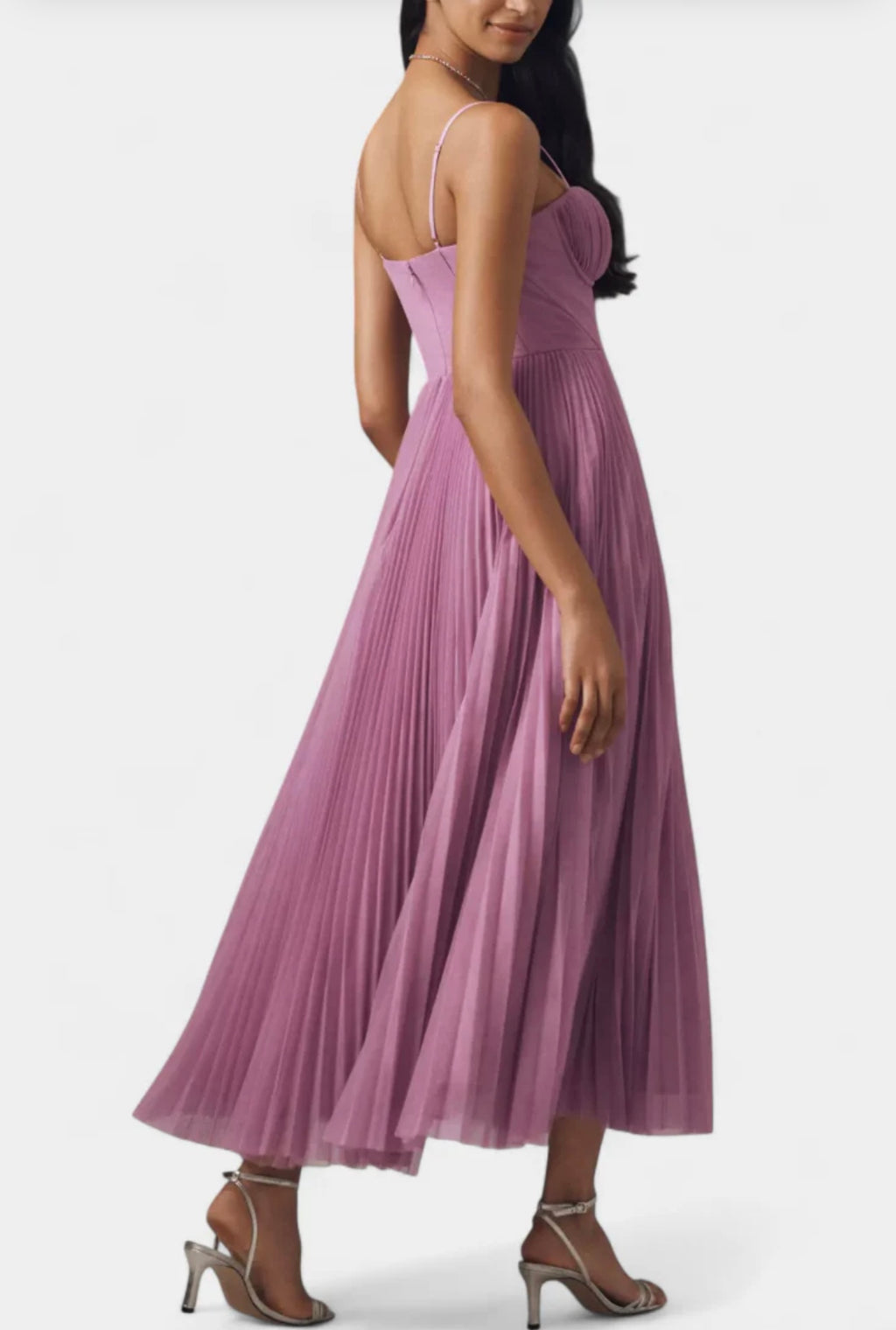 Ottilie Vestido de Chiffon Plisado con Corsé Esculpido y Escote Corazón