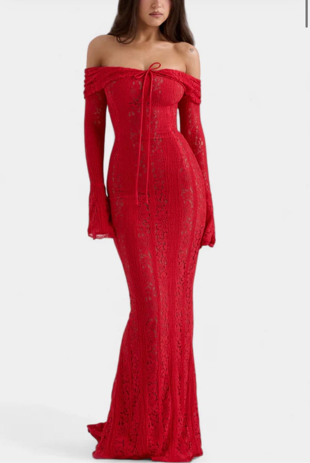 Rosalie Vestido Maxi Off-Shoulder de Encaje