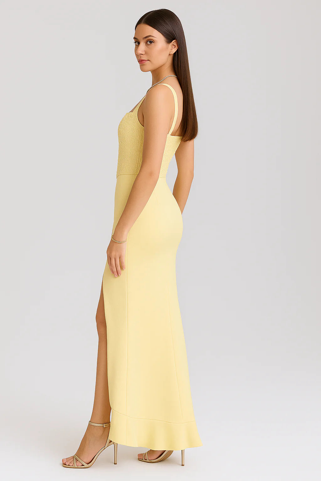 Cindy Vestido Corsé de Satén con Volantes