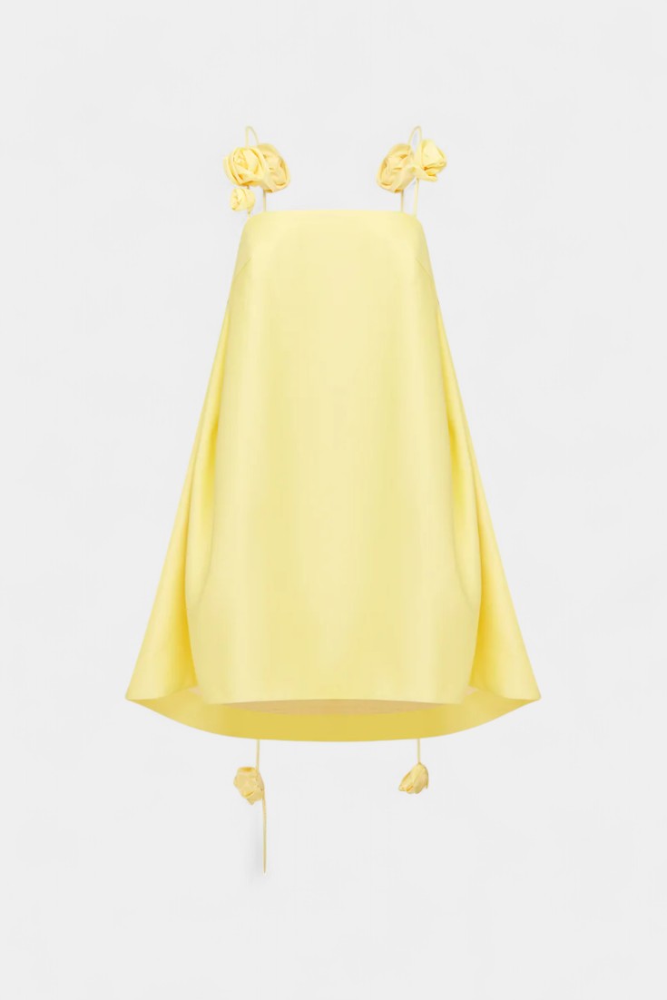 Hedda Vestido Mini Detalle Rosa con Tirantes Espagueti