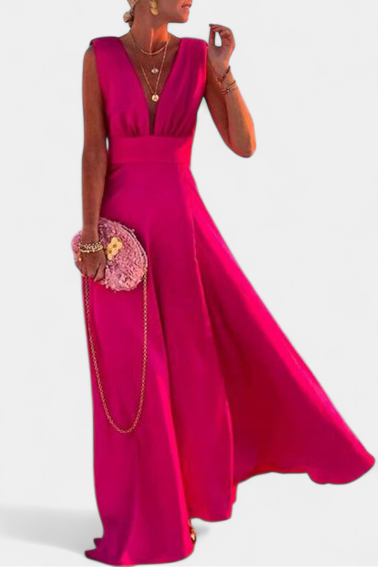 Salma Vestido A Línea con Estampado Minimalista y Cuello en V