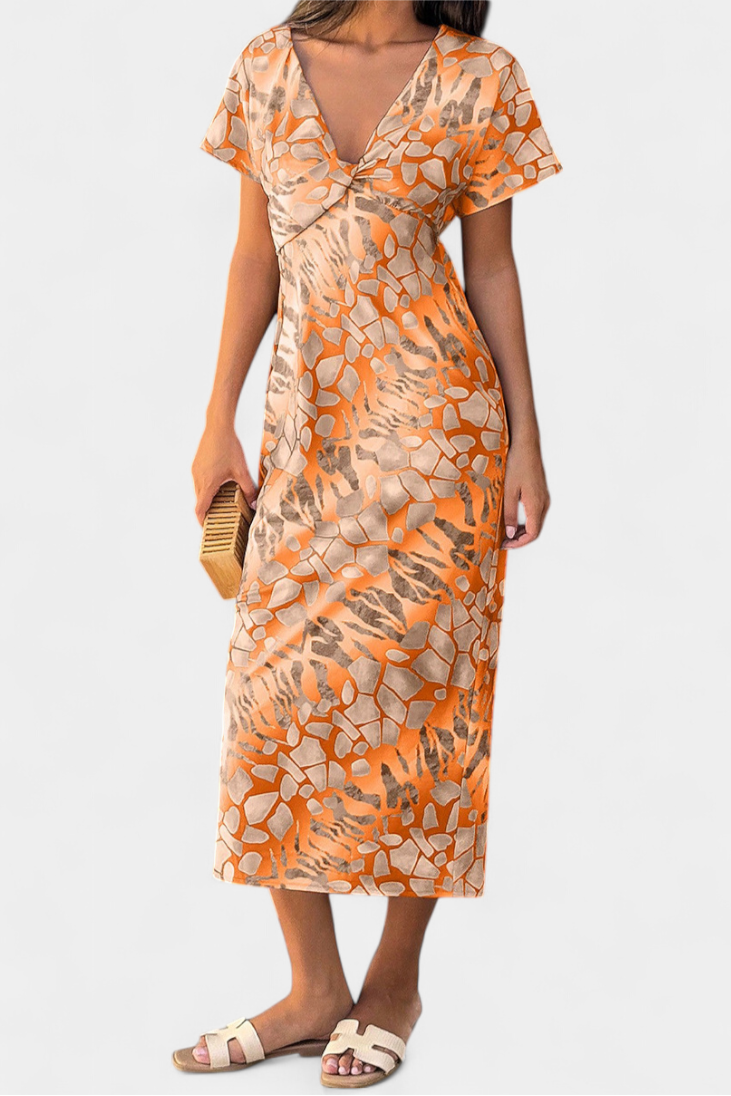 Triana Vestido con Estampado Abstracto y Escote en V