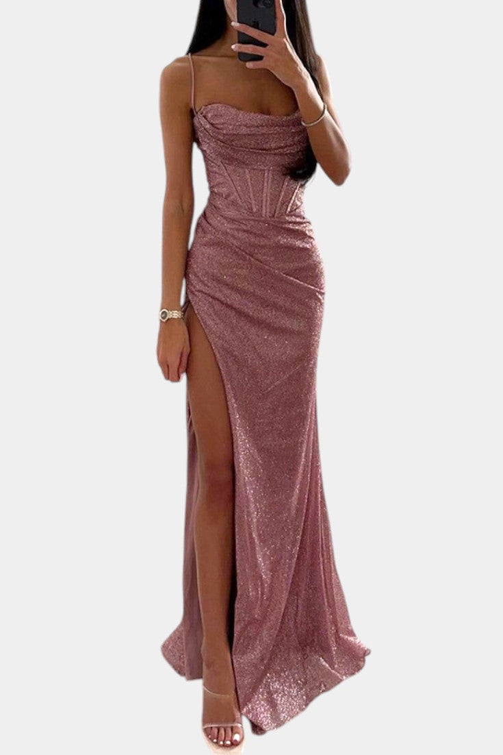 Armoni Vestido Sirena con Corpiño y Tirantes de Espagueti