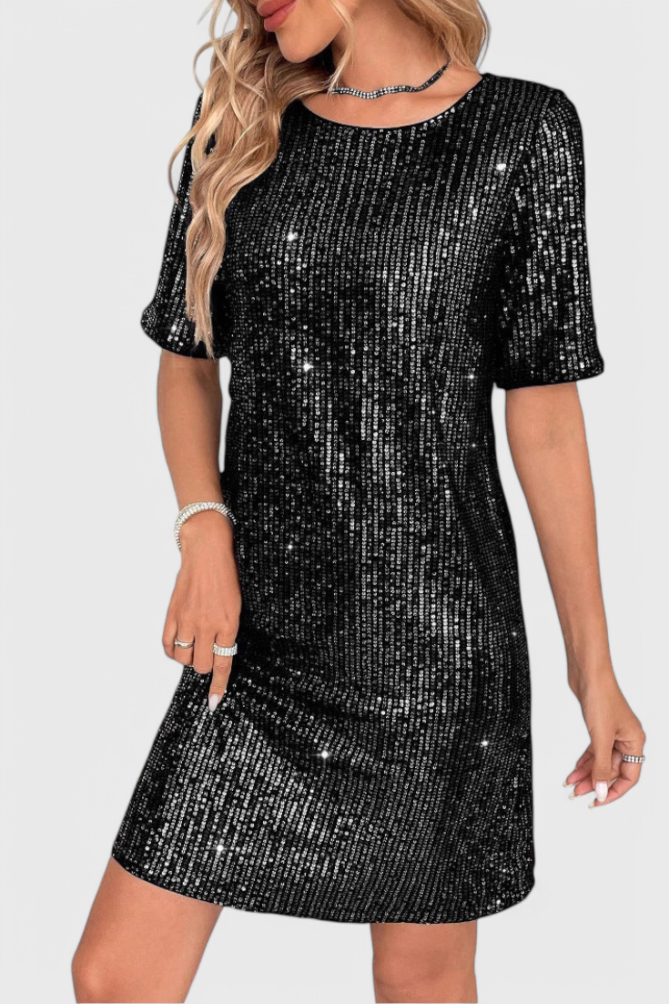 Loreen Vestido Mini con Brillos y Corte Relajado