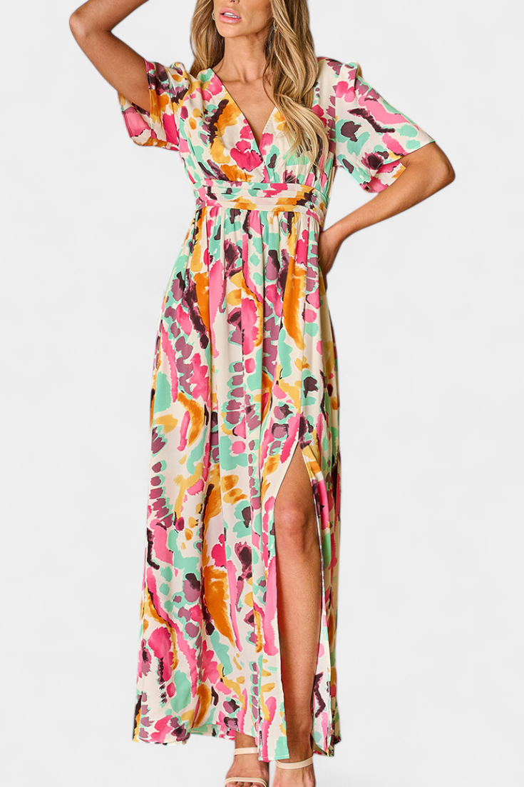 Yuki Vestido Boho con Escote en V y Tie-Dye