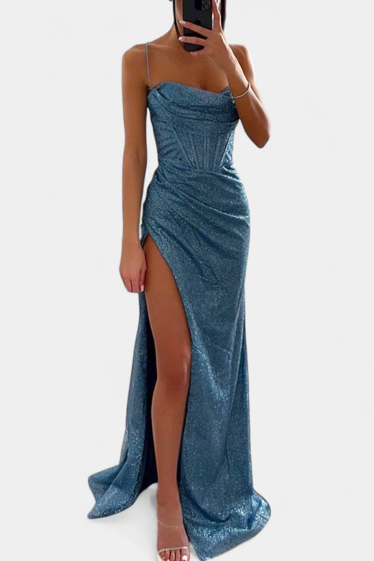 Armoni Vestido Sirena con Corpiño y Tirantes de Espagueti