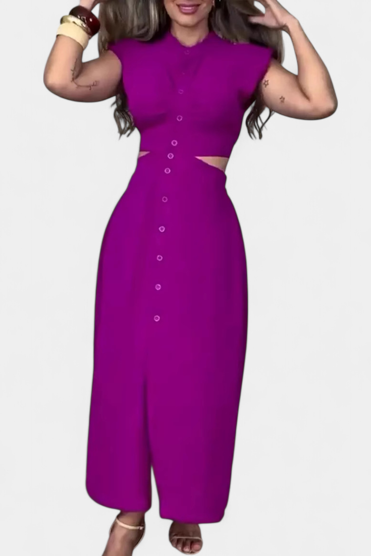 Griselda Vestido Midi con Botones y Cintura Abierta