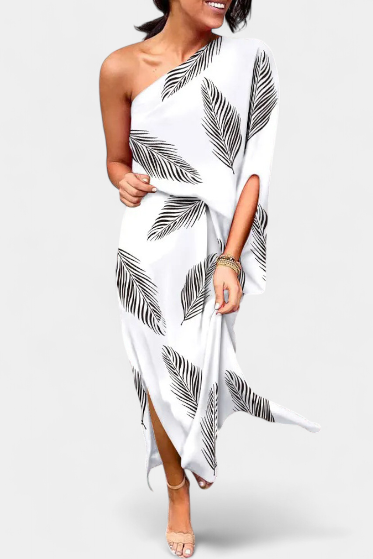 Carlena Vestido de Un Hombro con Estampado Romántico