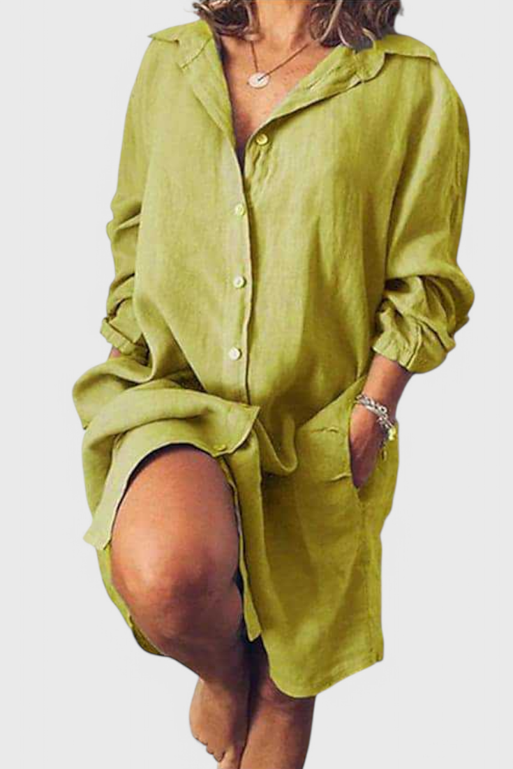 Marlene Vestido Camisa de Lino Longline