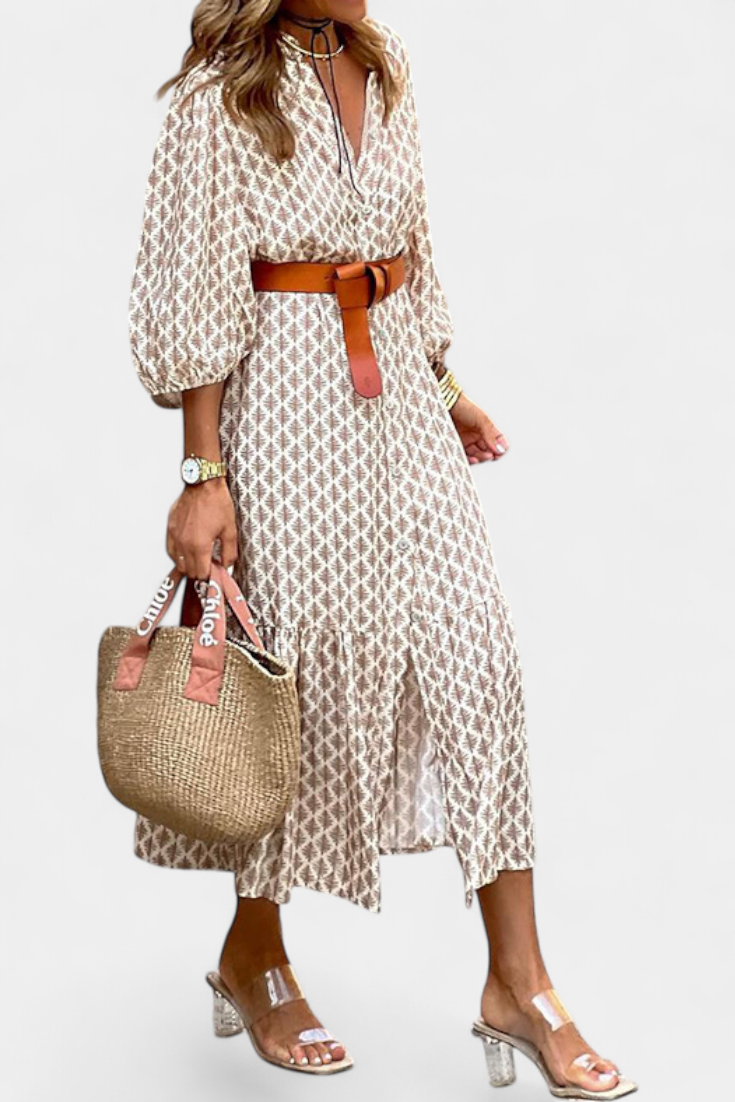 Antonia Vestido Midi con Cintura Ajustable y Botones