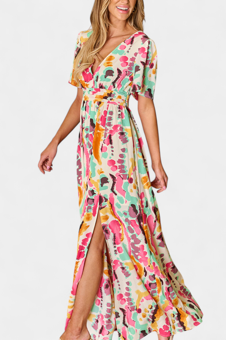 Yuki Vestido Boho con Escote en V y Tie-Dye