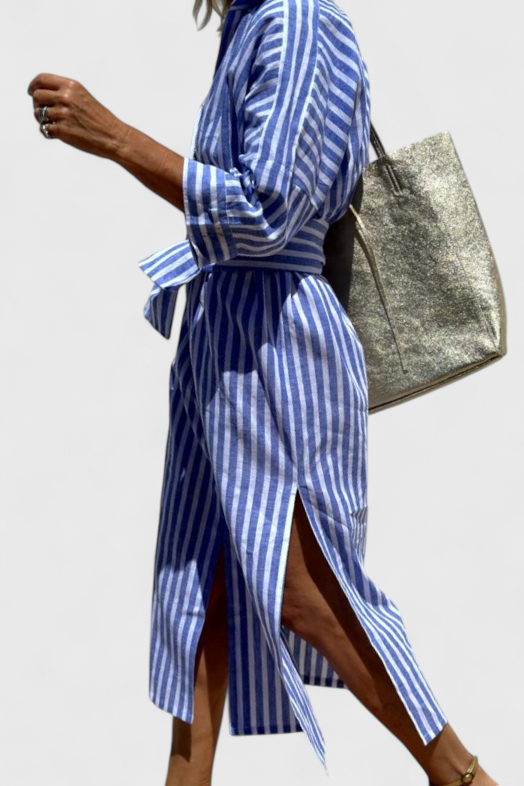 Sherlyn Vestido Camisero de Rayas con Estilo Atemporal