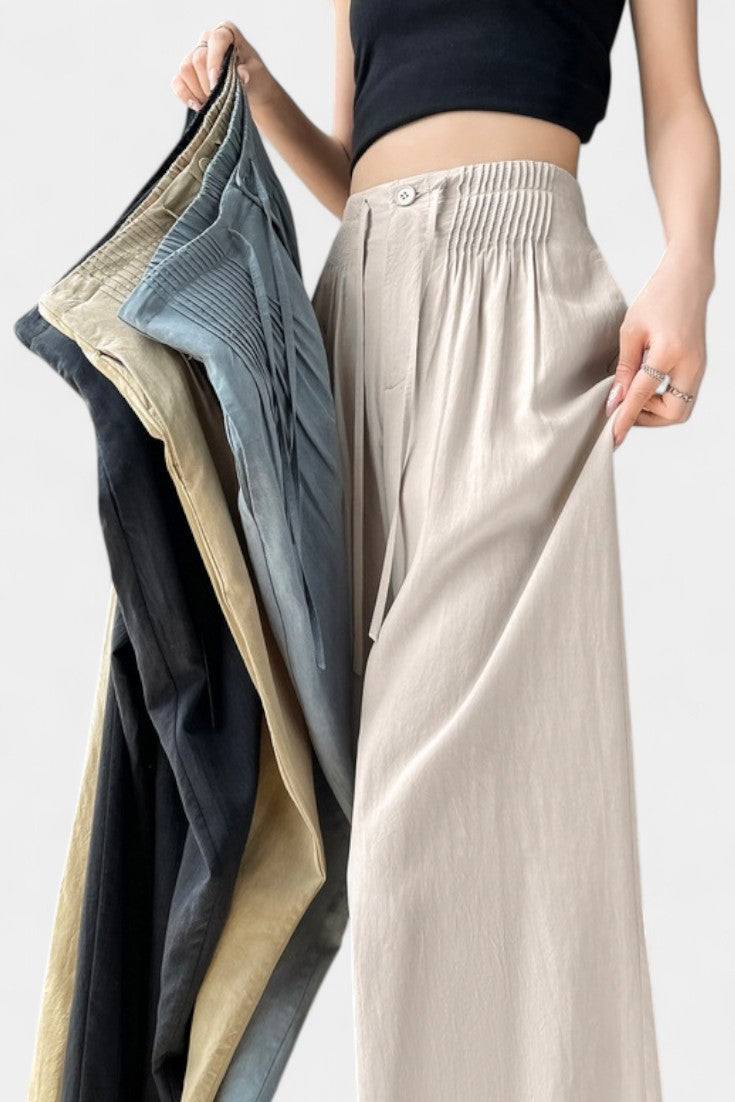 Ilyana Pantalones de Cintura Alta y Pierna Ancha