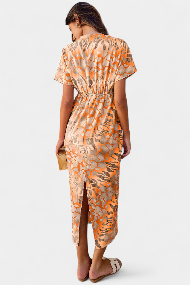 Triana Vestido con Estampado Abstracto y Escote en V