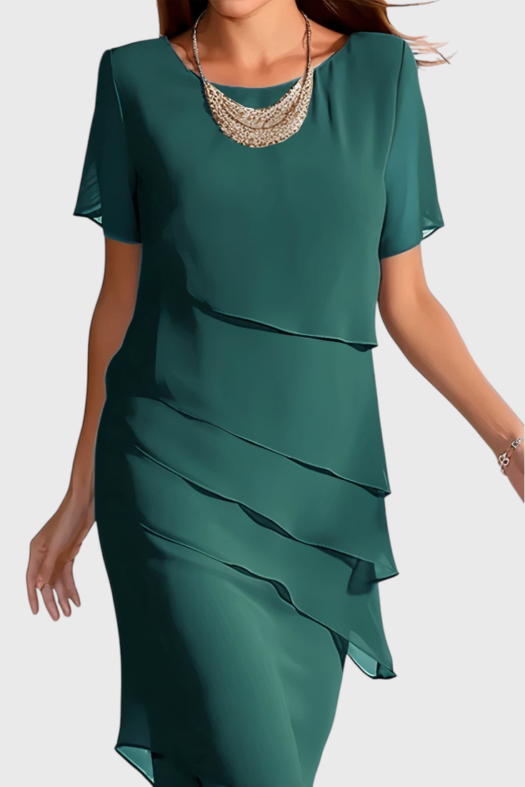 Mia Vestido de Gasa y Algodón con Flecos