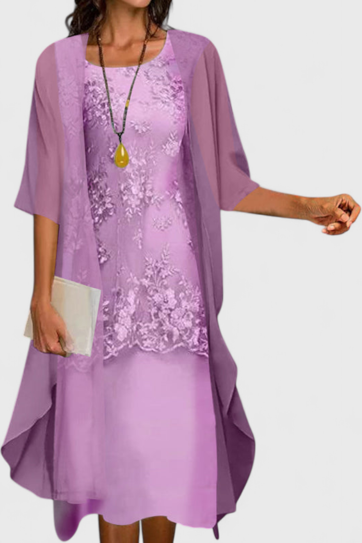 Apolline Vestido Conjunto Elegante de Chiffon con Diseño Atemporal