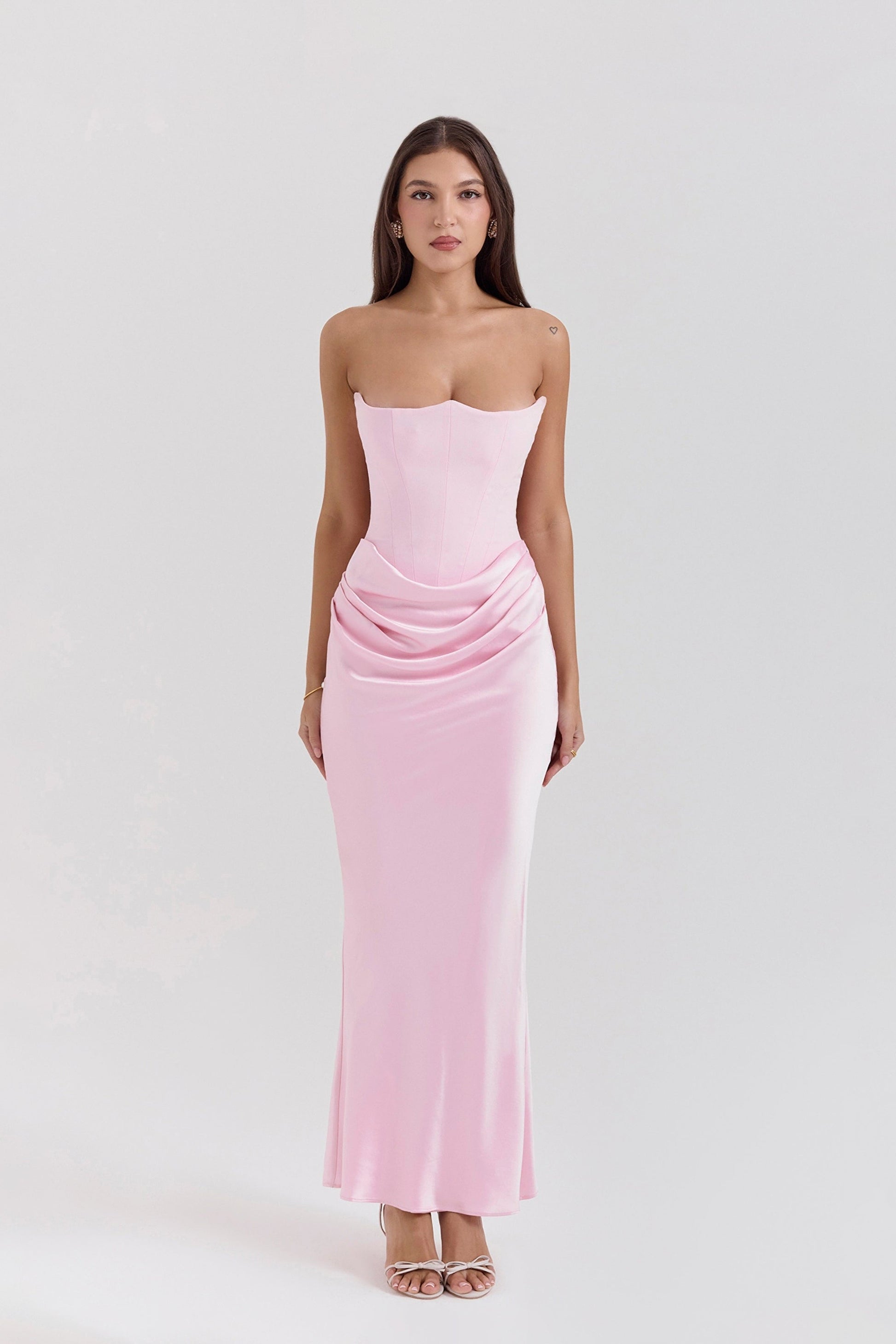 Emily Vestido Maxi Drapado Sin Tirantes